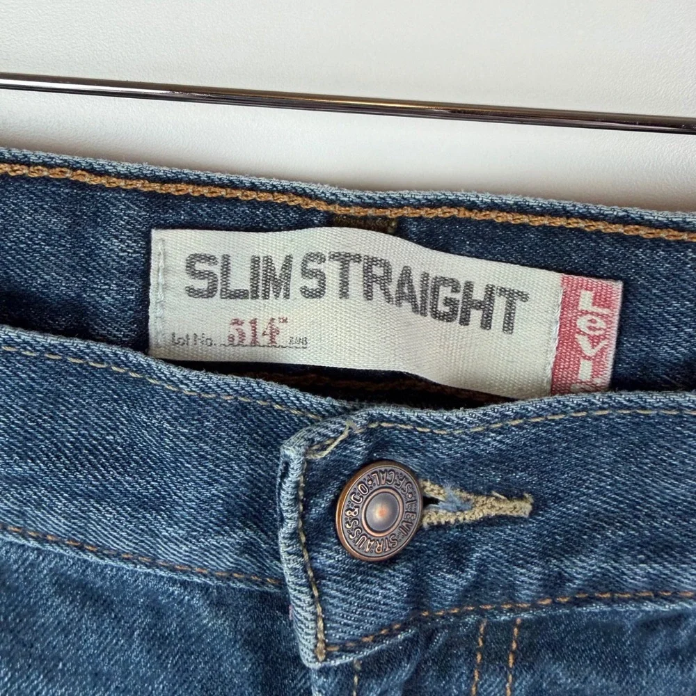 Levis 514 Men Slim Straight Jeans Size 38x32‎ Blue Denim Cotton Casual Classic